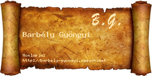 Barbély Gyöngyi névjegykártya