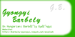 gyongyi barbely business card